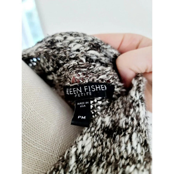 Eileen Fisher Heather Grey Multi Linen Blend Open Cardigan PM Medium Petite - Picture 9 of 10